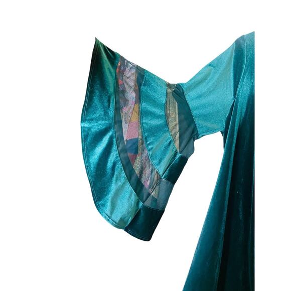 R&M Richards Womens Velvet Dress V Neck Long Sleeve Knee Length Green Size 14W - Picture 3 of 8